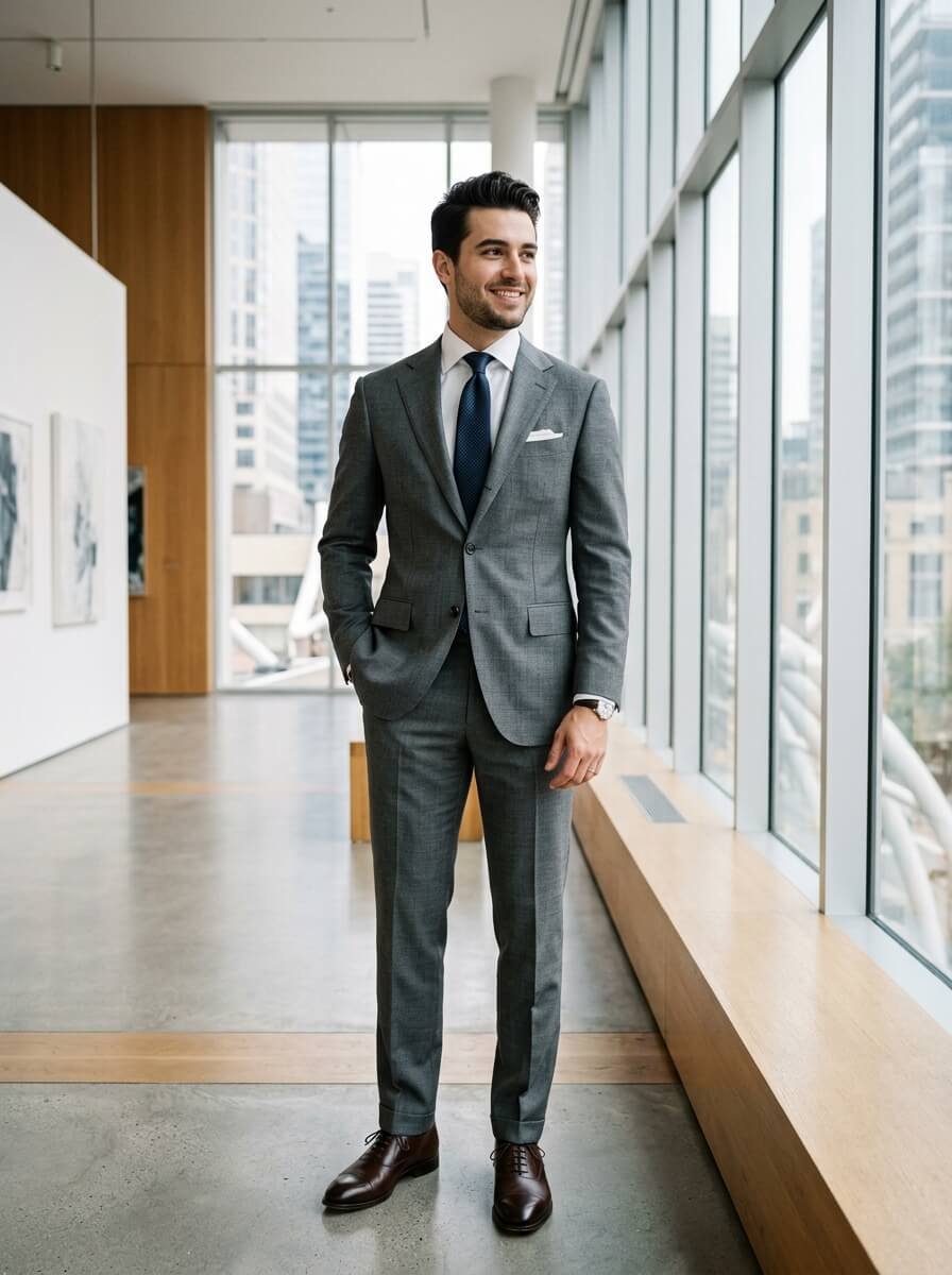 Grey Canvassed Executive Suit